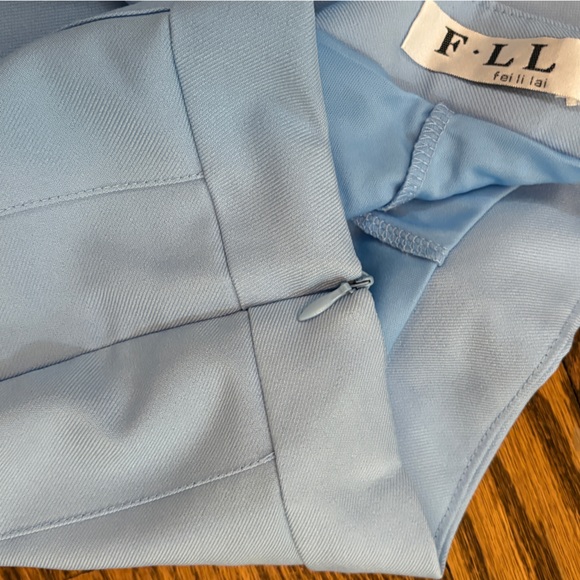 fei li lai Light Blue Pleated Skirt with Liner Size Large - Picture 4 of 5